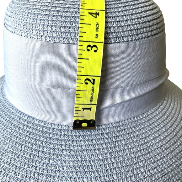 Soft Blue Cloche Style Woven Paper/Straw Hat with Side Bow - Picture 9 of 11